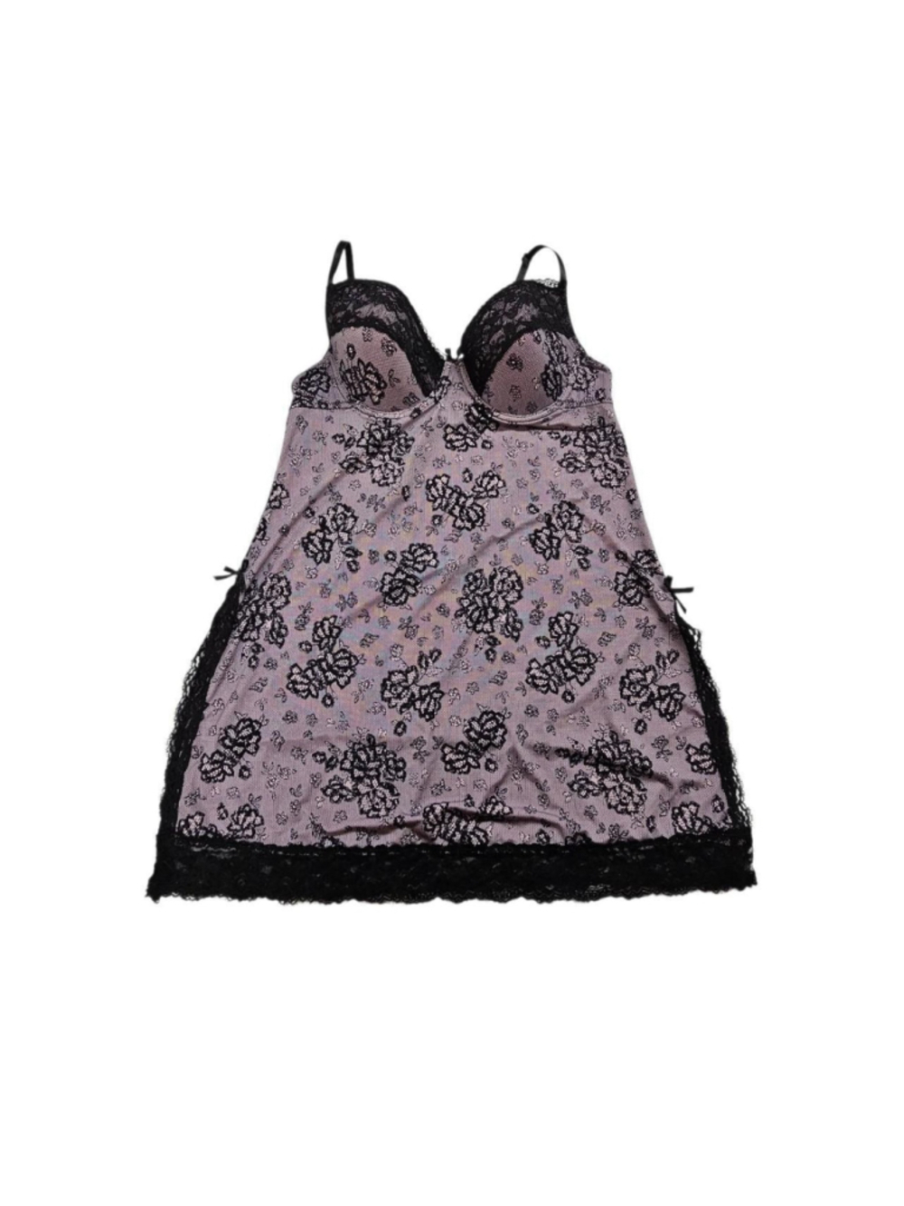 Marilyn Monroe Pink Black Babydoll Dress Side Slit Keyhole Back Large
